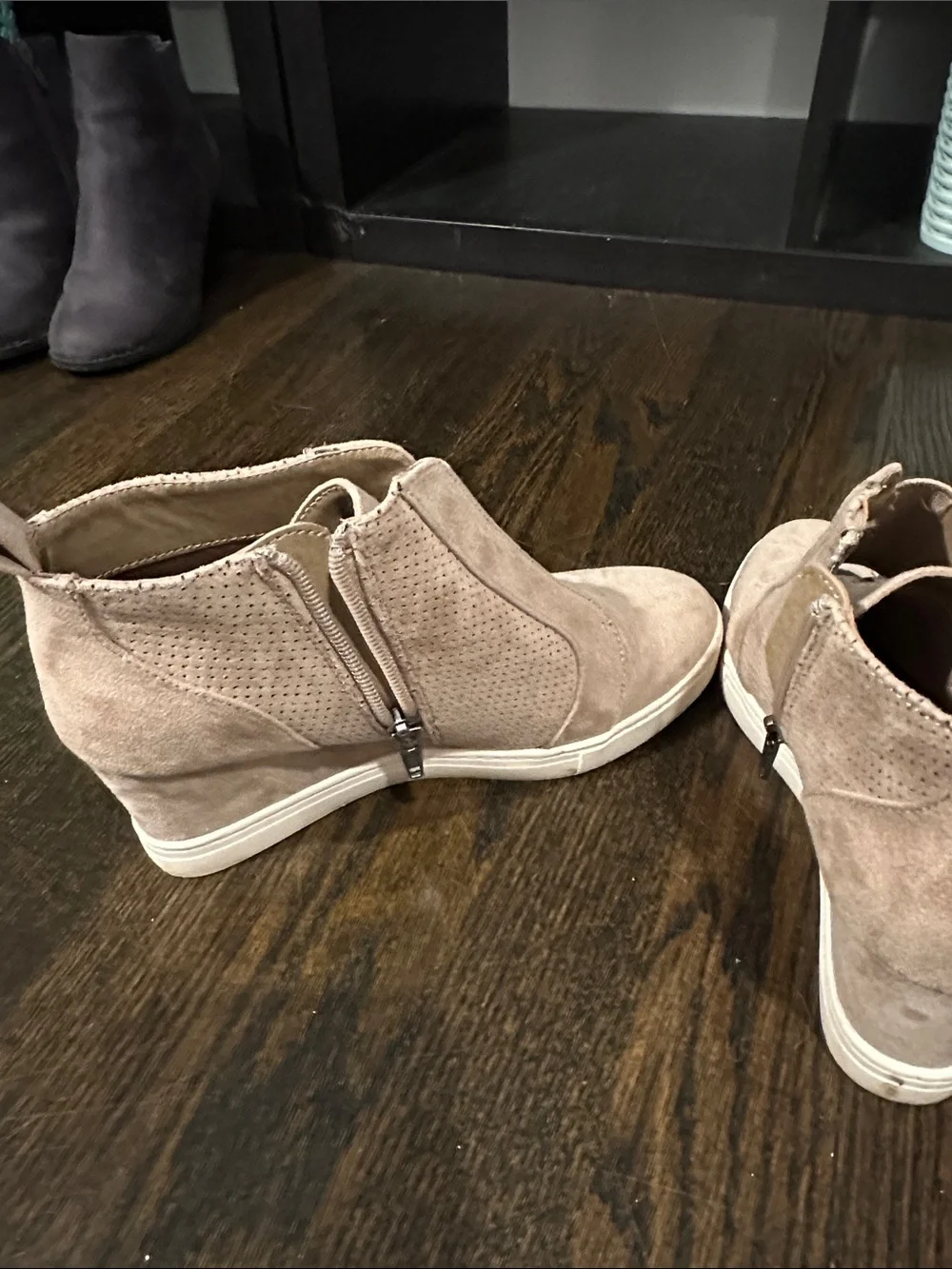 a new day Taupe Suede Wedge Sneakers